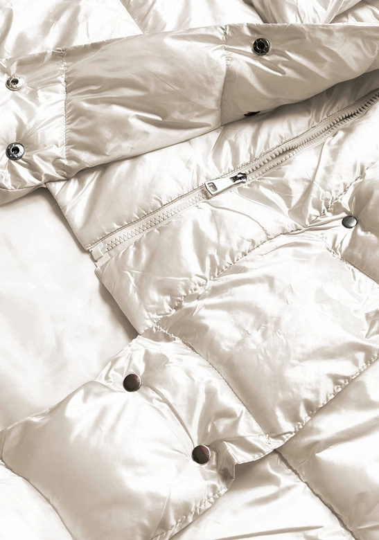 Długa damska kurtka z paskiem beżowa (ag8-8002)