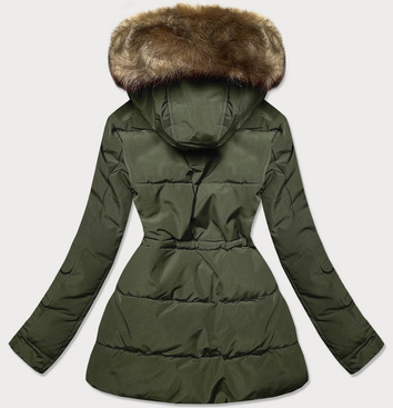 Damska parka zimowa na misiu khaki / brąz (w560)