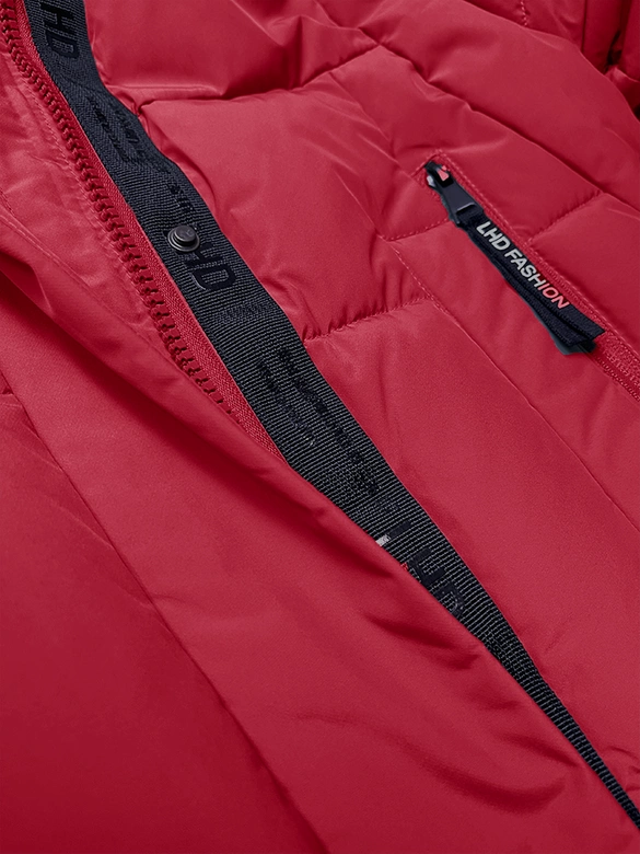 Pikowana kurtka zimowa damska LHD bordowa (LHD-24572)