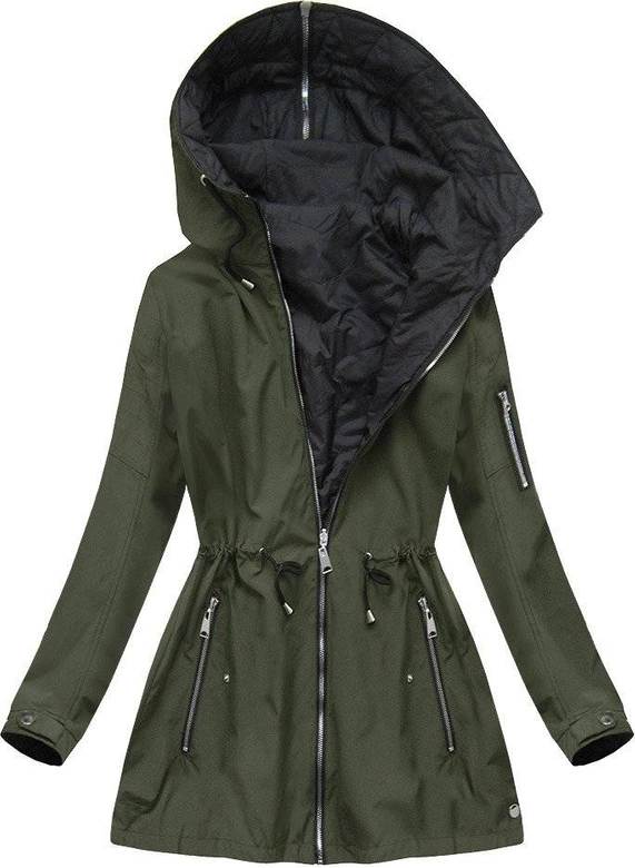 DWUSTRONNA KURTKA Z KAPTUREM KHAKI (W640)