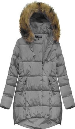 PIKOWANA KURTKA Z KAPTUREM SZARA (859)