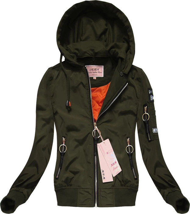 KURTKA BOMBER Z KAPTUREM KHAKI (W02)
