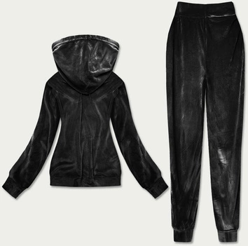 Welurowy dres damski czarny (81201)