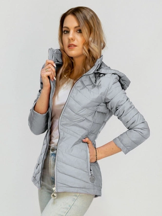 PIKOWANA KURTKA Z KAPTUREM SZARA (W622)