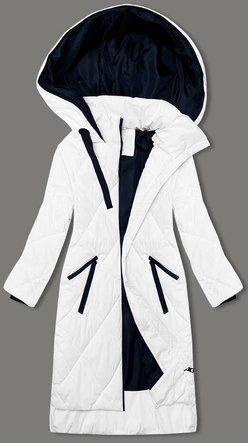 Zimowa długa kurtka damska biała (5M3168-281)
