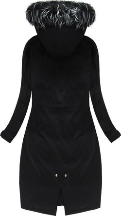 BAWEŁNIANA ZIMOWA PARKA DAMSKA Z PUCHEM NATURALNYM CZARNA (7085/1)