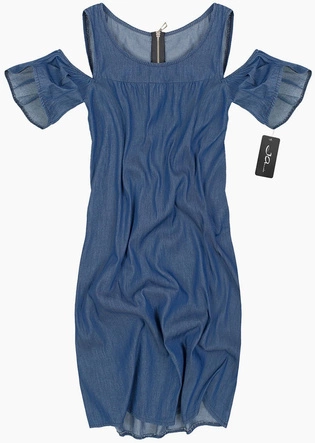 JEANSOWA SUKIENKA Z ODKRYTYMI RAMIONAMI GRANATOWA (84922)