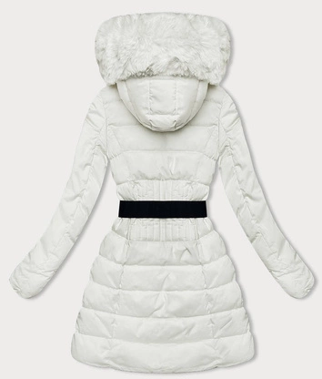 Puchowa zimowa kurtka damska ecru (2M-007)