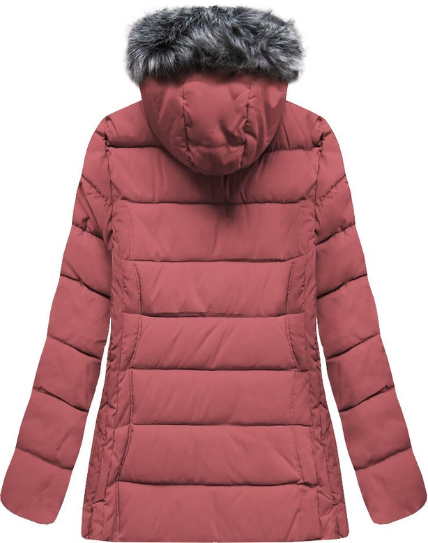 PIKOWANA DAMSKA KURTKA ZIMOWA Z KAPTUREM RÓŻOWA (XB9503X)