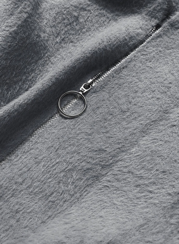 NARZUTKA KURTKA Z KAPTUREM A'LA ALPAKA SZARA (B3009)