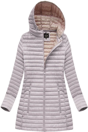 PIKOWANA KURTKA Z KAPTUREM JASNOSZARA (7470-PLUS)