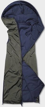 Długa kamizelka damska dwustronna granat-khaki (B8137-3)