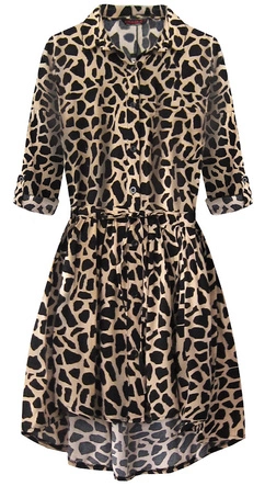 SUKIENKA KOSZULOWA W ZWIERZĘCY WZÓR BEŻOWA (266ART)