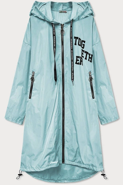 DŁUGA KURTKA WIATRÓWKA MIĘTOWA (671ART)