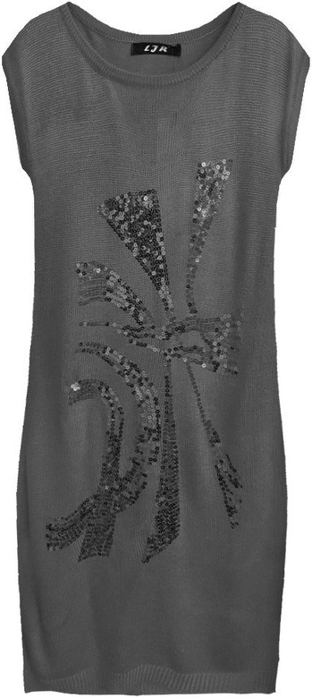 SWETERKOWA SUKIENKA Z CEKINAMI GRAFITOWA (1170)