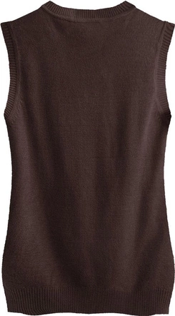 SWETERKOWA KAMIZELKA Z DEKOLTEM W SEREK BRĄZOWA (X8070X)