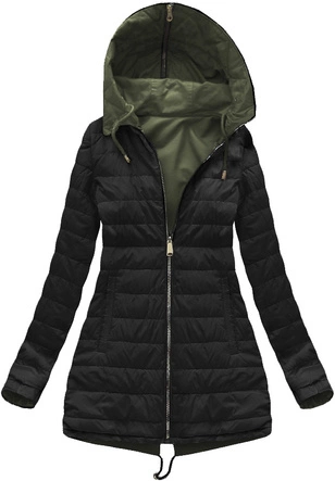 DWUSTRONNA KURTKA Z KAPTUREM KHAKI (XW622X)
