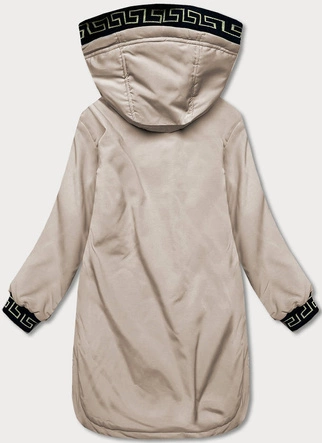 Kurtka damska z kapturem ciemny beż (B8100-12)