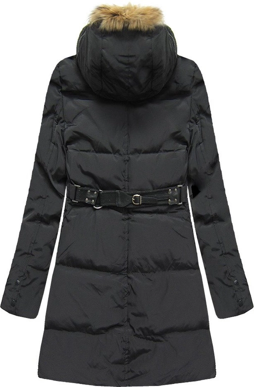 PIKOWANA KURTKA Z PUCHEM NATURALNYM CZARNA (X1296X)