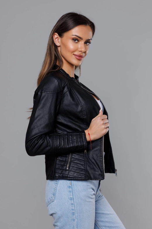 Damska ramoneska ze stójką czarna (11Z8029)