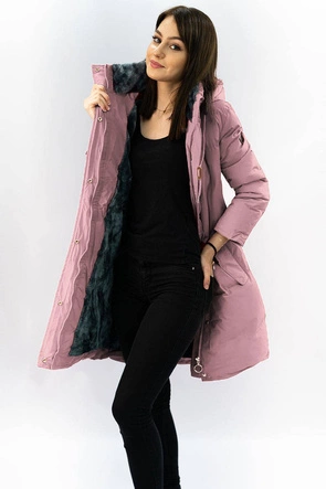 PIKOWANA ZIMOWA KURTKA DAMSKA RÓŻOWA (M-963)