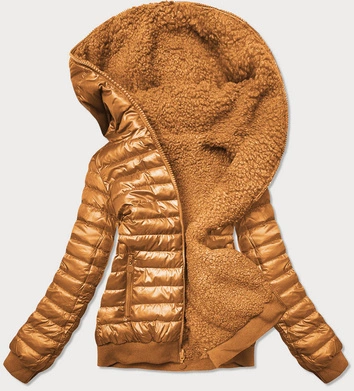 DWUSTRONNA KURTKA DAMSKA BARANEK KARMELOWA (H-989-37)