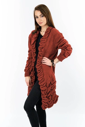 SWETER Z MARSZCZENIAMI I DZIURAMI CEGLASTY (126ART)