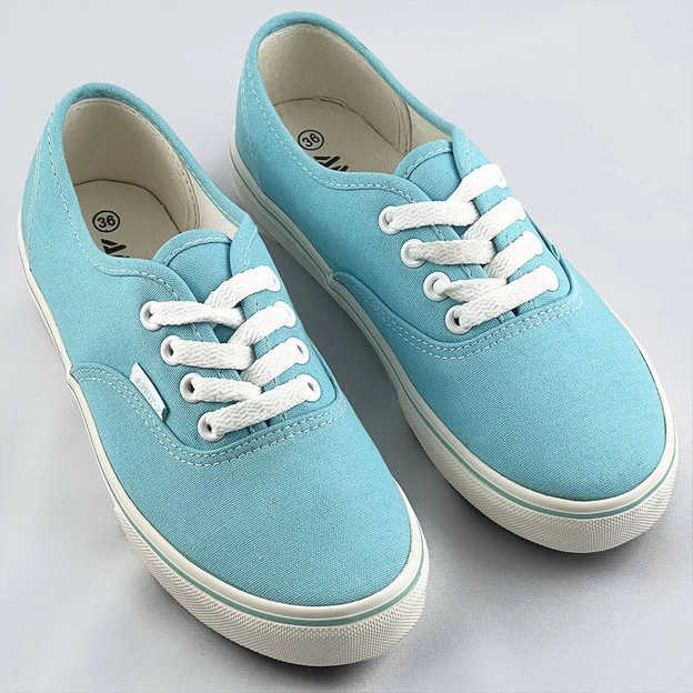 Sznurowane tenisówki damskie jasny niebieski (a8865)