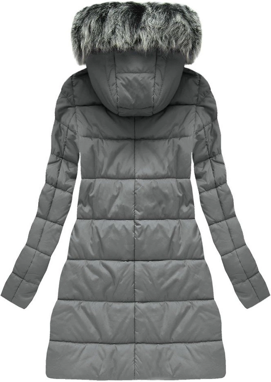 ASYMETRYCZNA KURTKA ZIMOWA SZARA (1768)