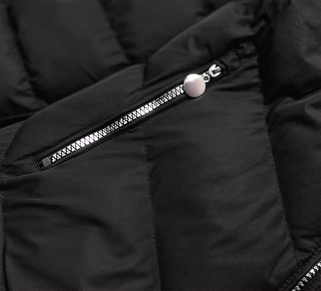 Krótka zimowa kurtka damska czarna (5m725-392)