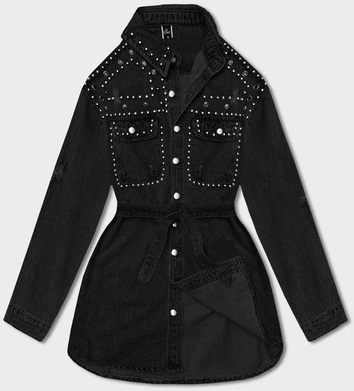 Jeansowa kurtka damska oversize czarna (M6958)