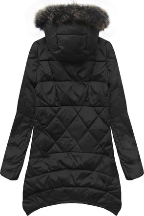 PIKOWANA KURTKA Z PUCHEM NATURALNYM CZARNA (1412)