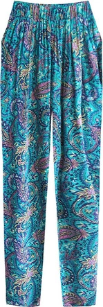 LUŹNE SPODNIE Z MARSZCZONĄ TALIĄ TURKUSOWE (9221)