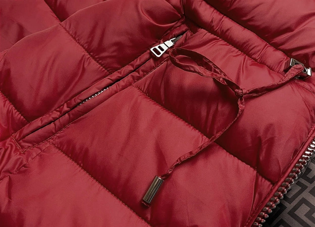 Dwustronna damska kurtka zimowa bordowo-brązowa (mhm-w556)