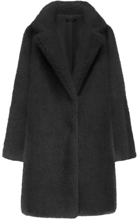 FUTRZANY ZIMOWY DAMSKI PŁASZCZ Z KIESZENIAMI CZARNY (461ART)