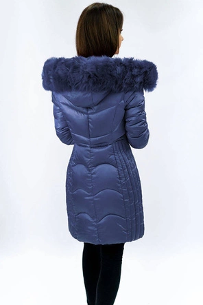 PIKOWANA KURTKA ZIMOWA DAMSKA NIEBIESKA (C918)