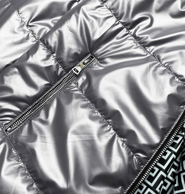 Dwustronna kurtka damska z kapturem szara (b9793-70)