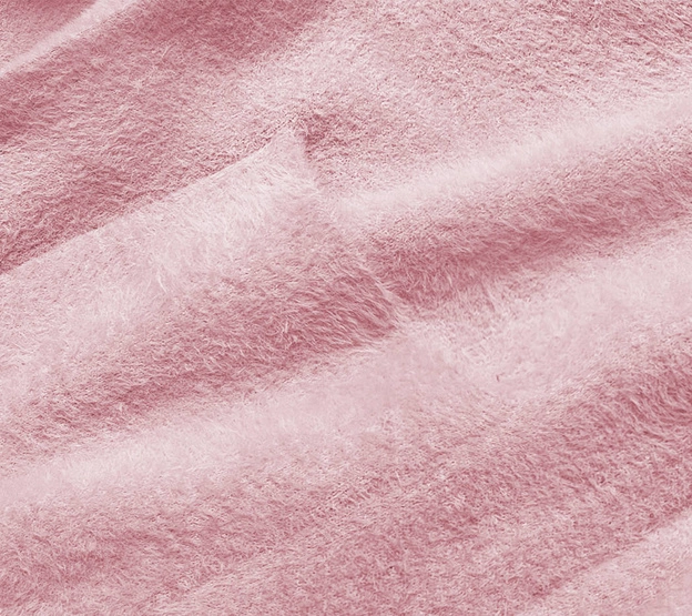 Długa wełniana narzutka alpaka z kapturem blady róż (M105)