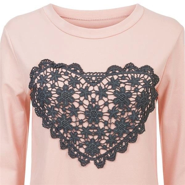 BLUZA Z AŻUROWYM SERCEM ŁOSOSIOWA (GOOD17)