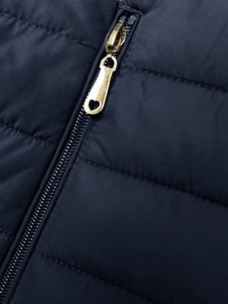 Pikowany bezrękawnik z kapturem damski granatowy (16M9150-215)