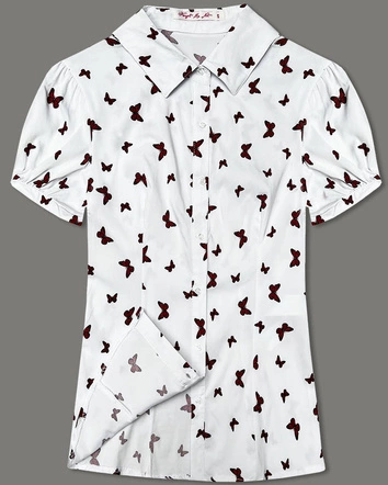 Bluzka z krótkim rękawem motyle biała (SSY16198D)