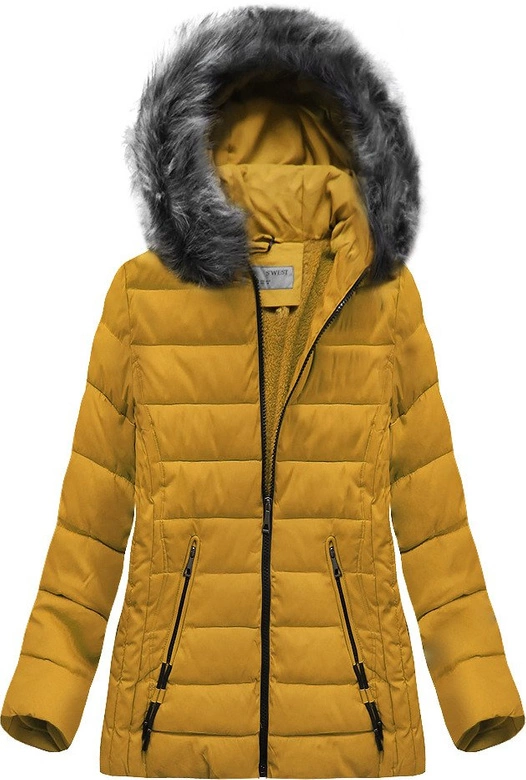 PIKOWANA KURTKA Z KAPTUREM ŻÓŁTA (R9505)
