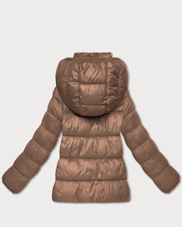 Pikowana zimowa kurtka damska do bioder camel (T3-2656#-305)