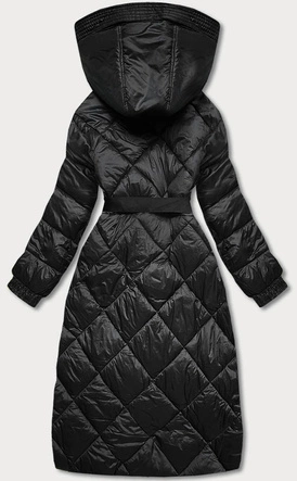 Długa kurtka puchowa damska czarna (ag1-j9081)