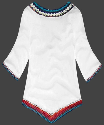 BLUZKA Z SZYDEŁKOWANYMI WSTAWKAMI BIAŁA (ART11)