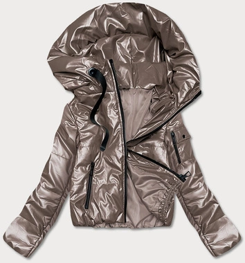 Krótka kurtka damska cappuccino (B8138-12)