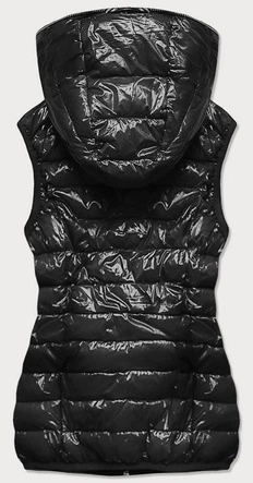 PIKOWANY BŁYSZCZĄCY BEZRĘKAWNIK DAMSKI CZARNY (B9766)