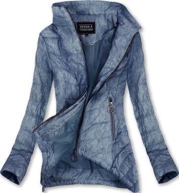 PIKOWANA KURTKA Z KAPTUREM GRANATOWA (W714BIG)