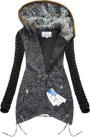 CIEPŁA BLUZA Z KAPTUREM GRAFITOWA (LX725)