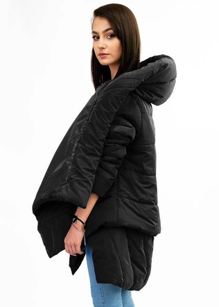 ASYMETRYCZNA DAMSKA KURTKA ZIMOWA CZARNA (X700XART)